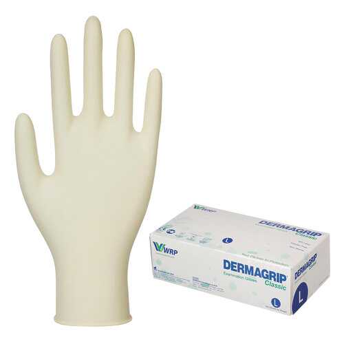 Перчатки латексные смотровые Dermagrip Classic D1503-10, 50 пар неопудренные, хлоринация L в Максавит