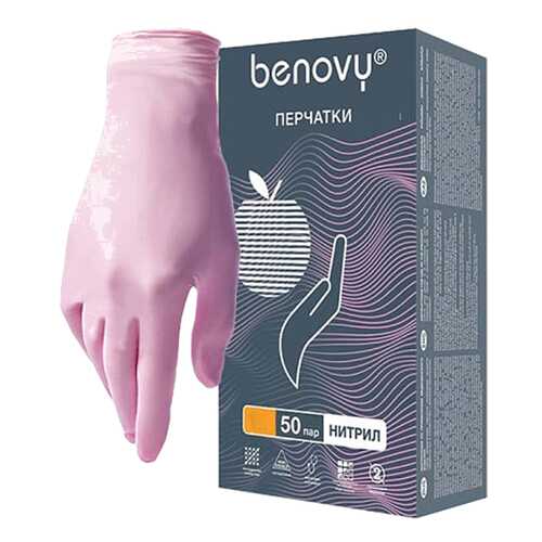 Розовые нитриловые перчатки BENOVY размер M 100 шт.50 пар Rubber Tech Ltd в Максавит