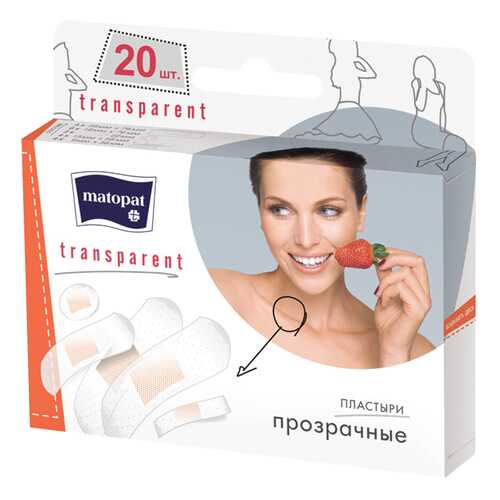 Пластырь, 5 размеров, 20 шт. Matopat Transparent в Максавит