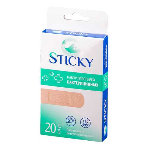 Пластырь бактерицидный Sticky влагостойкий набор универсальный 20 шт. в Максавит