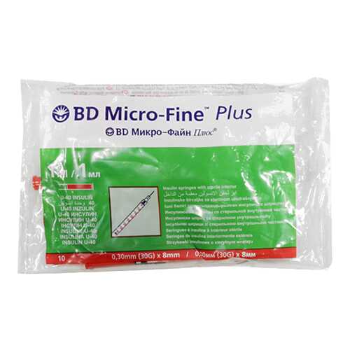 Шприц инсулиновый BD Micro-Fine Plus 1 мл 0,3 х 8 мм 10 шт. в Максавит