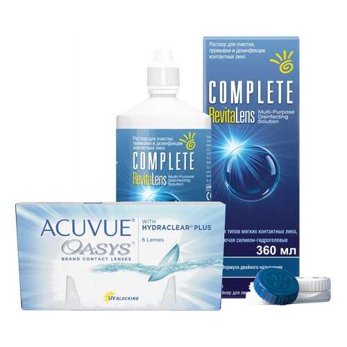 Контактные линзы Acuvue Oasys 6 линз R 8.8 +3.00 + Раствор Complete RevitaLens 360 мл в Максавит