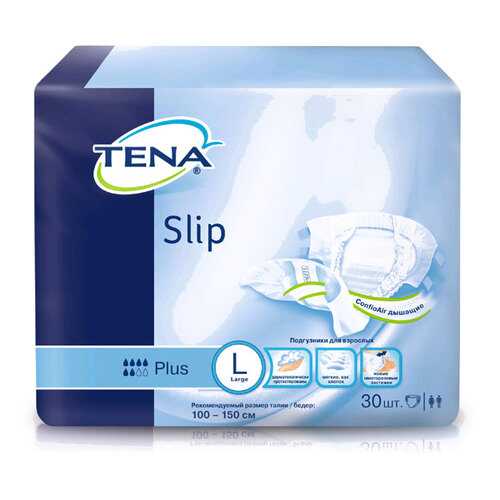 Подгузники для взрослых Tena Slip Plus L дыщащие 30 шт. в Максавит