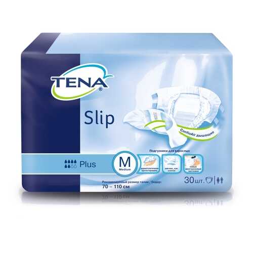 Подгузники для взрослых TENA Slip Plus М дыщащие 30 шт. в Максавит