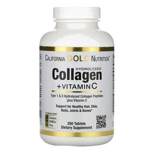 Hydrolyzed Collagen Peptides 1,3+Vitamin C California Gold Nutrition 6000 мг табл. 250 шт. в Максавит